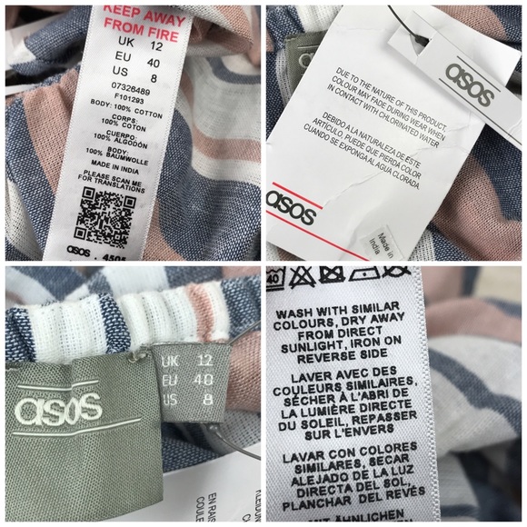 Asos Sheer Striped Off Shoulder Crop Top Tie 8 - Picture 8 of 8